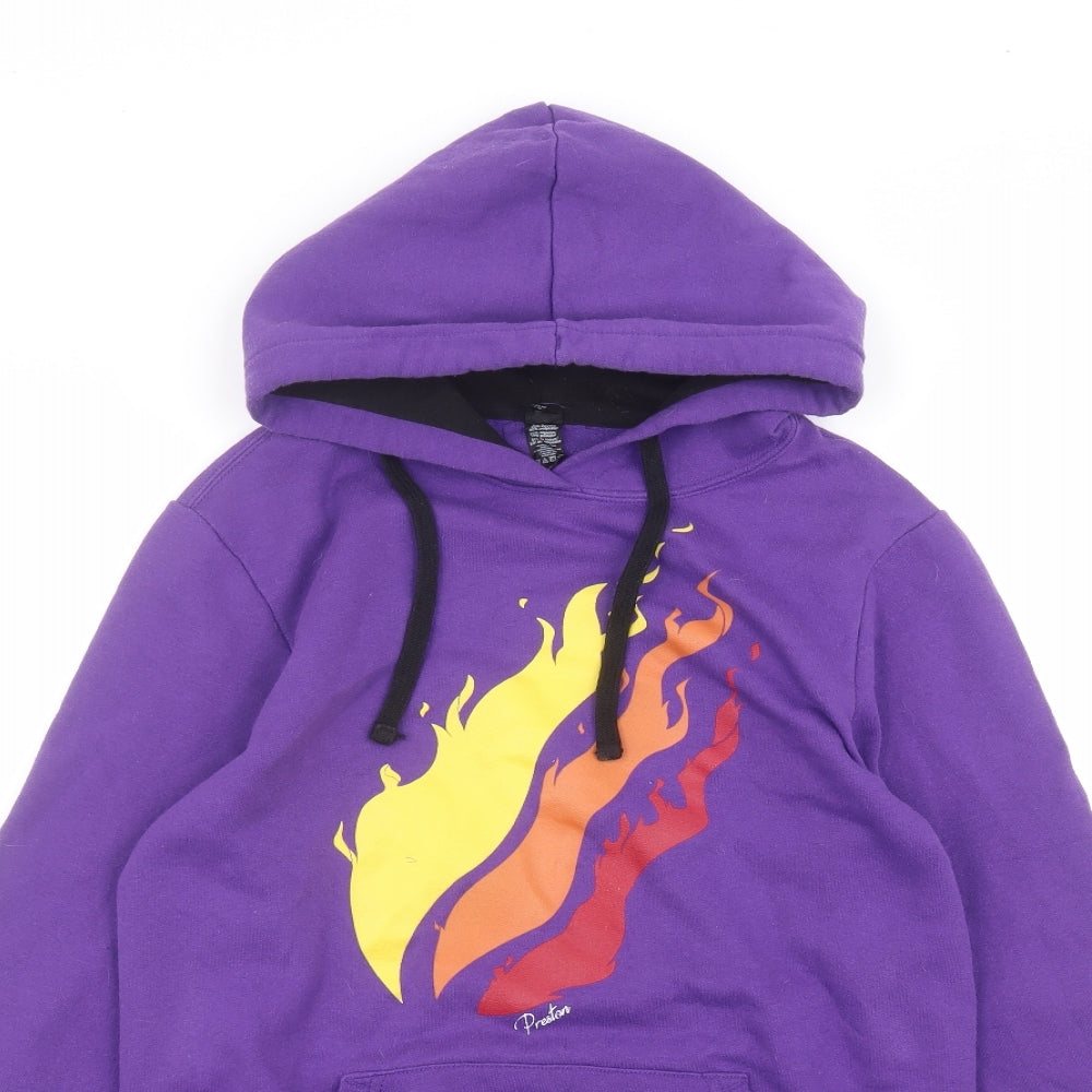 District Mens Purple  Cotton Pullover Hoodie Size XS