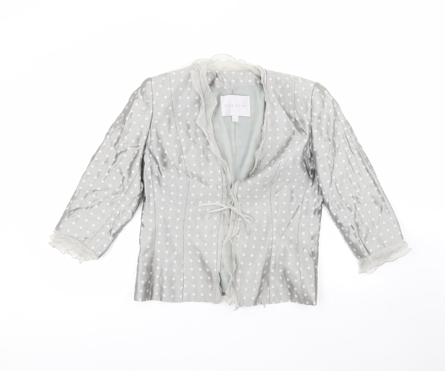 Luis Civit Womens Grey Polka Dot  Jacket  Size 14