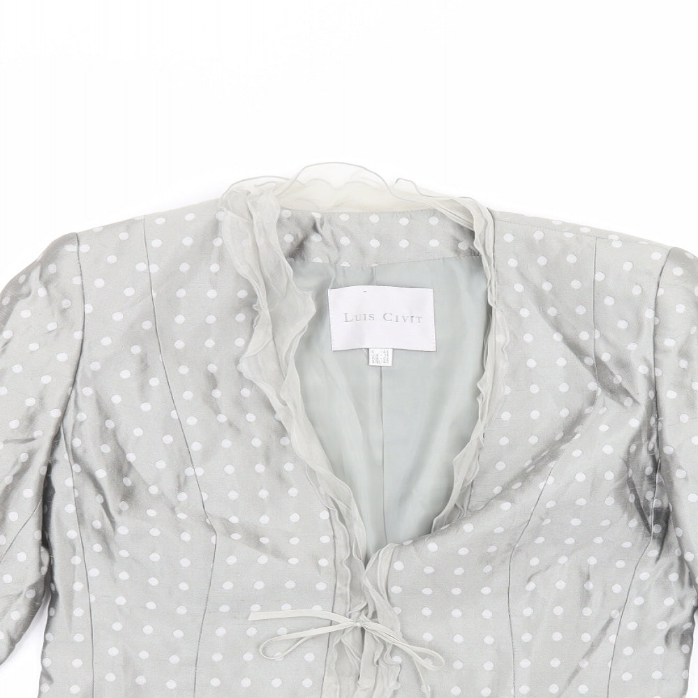 Luis Civit Womens Grey Polka Dot  Jacket  Size 14