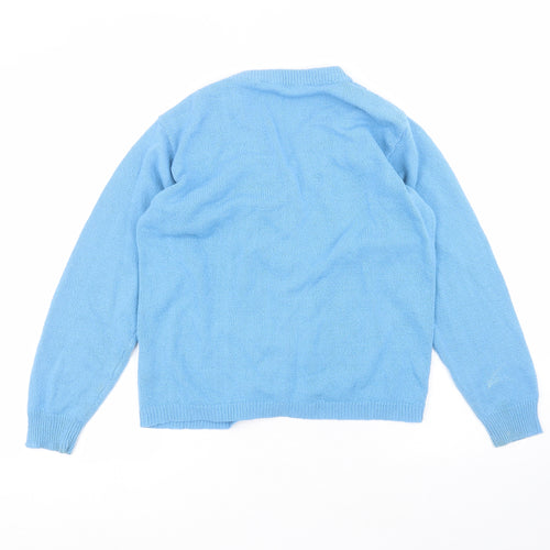 Akal Collection Womens Blue V-Neck  Acrylic Cardigan Jumper Size M