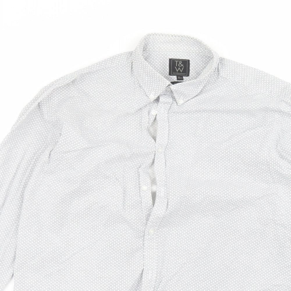 Taylor & Wright Mens White  Cotton  Dress Shirt Size 15.5 Collared