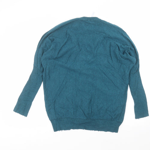 Note Womens Blue V-Neck  Viscose Cardigan Jumper Size 16