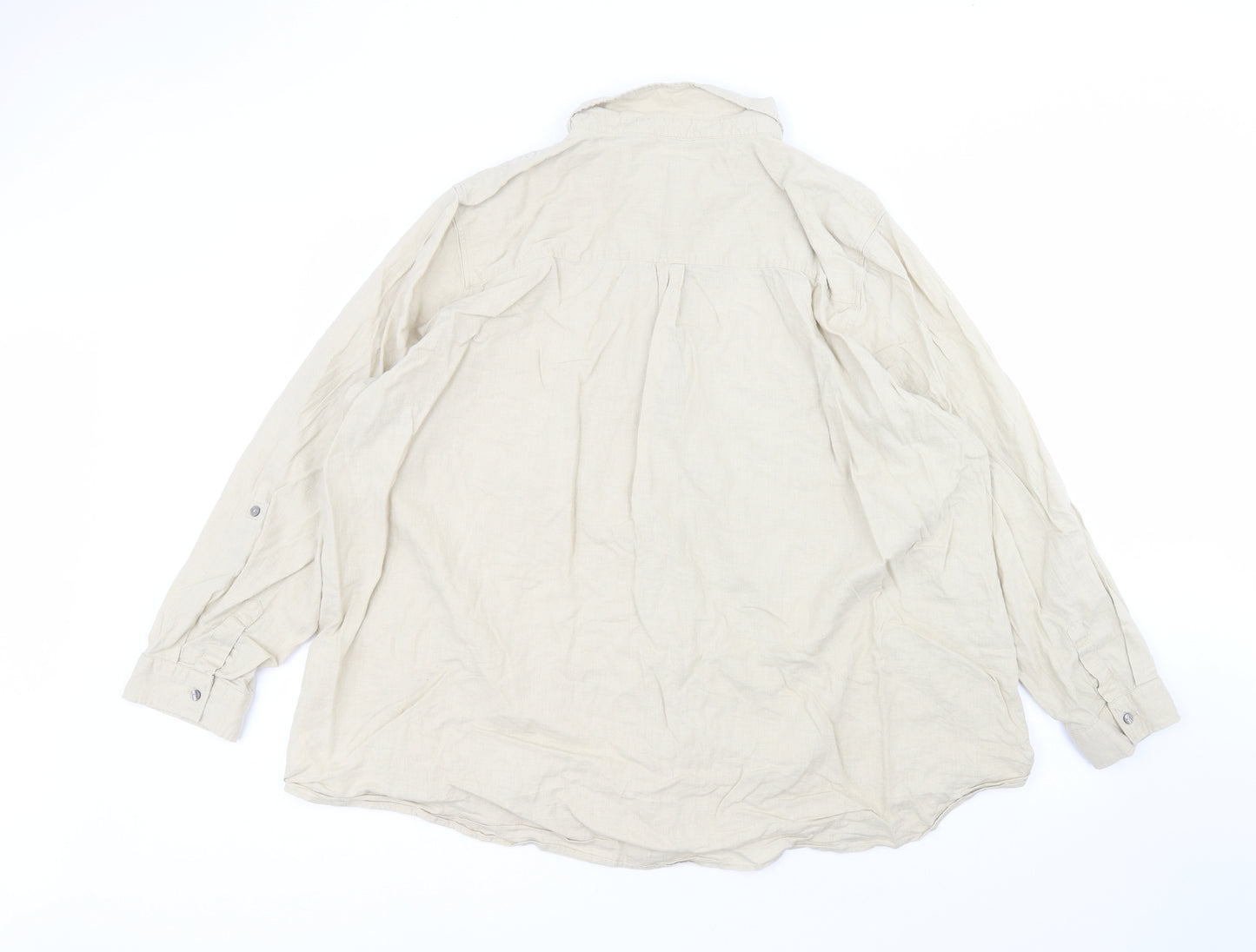 George Womens Brown  Linen Basic Button-Up Size 24 Collared