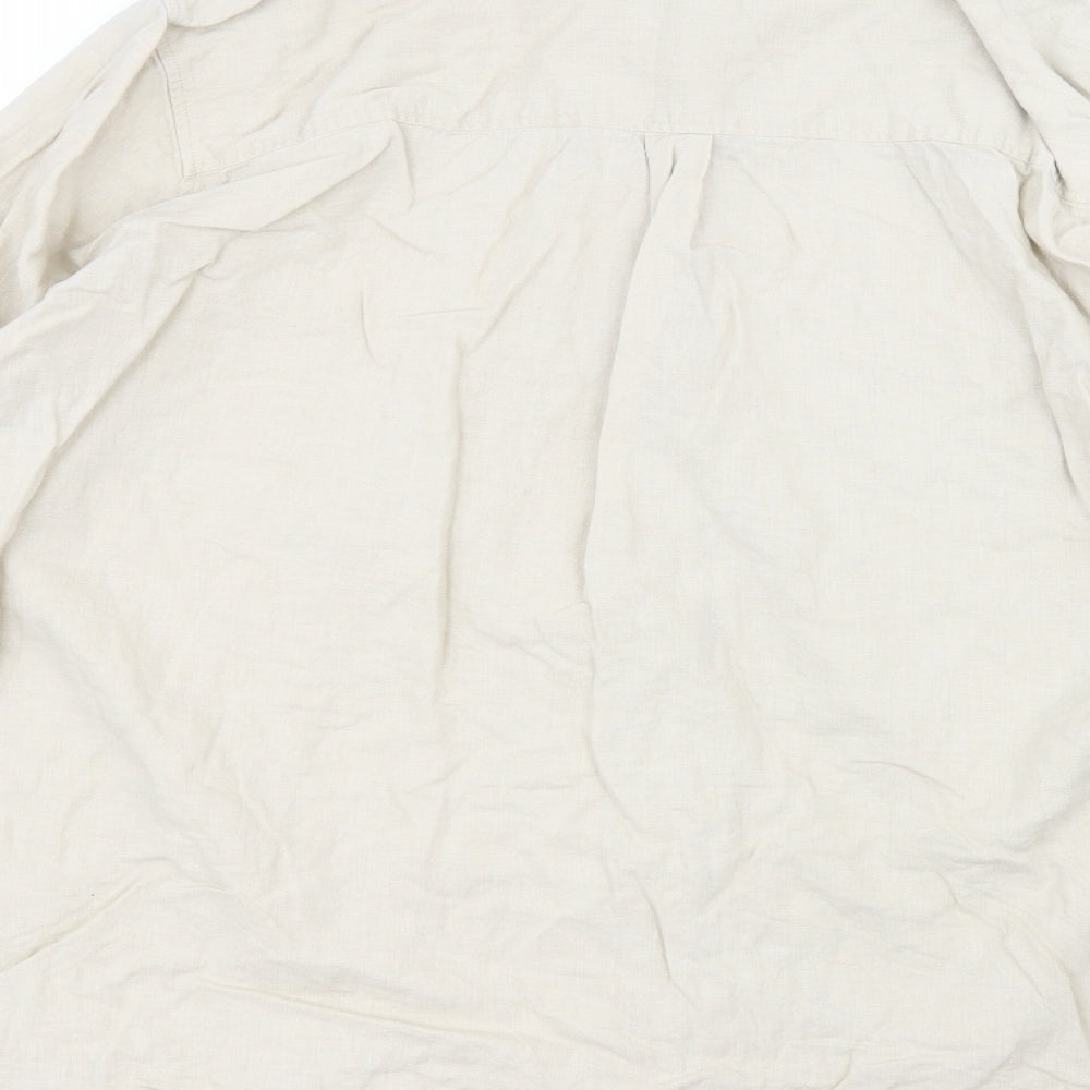 George Womens Brown  Linen Basic Button-Up Size 24 Collared