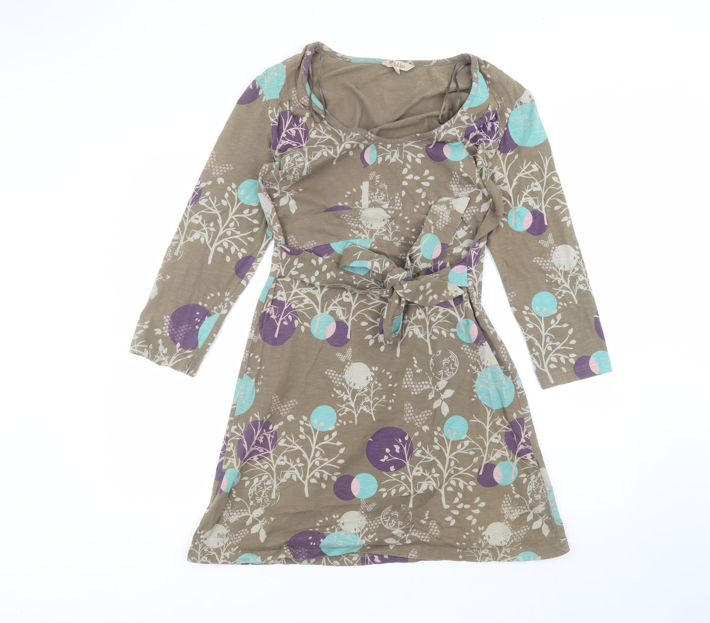 Fat Face Womens Brown  Cotton A-Line  Size 12  Round Neck