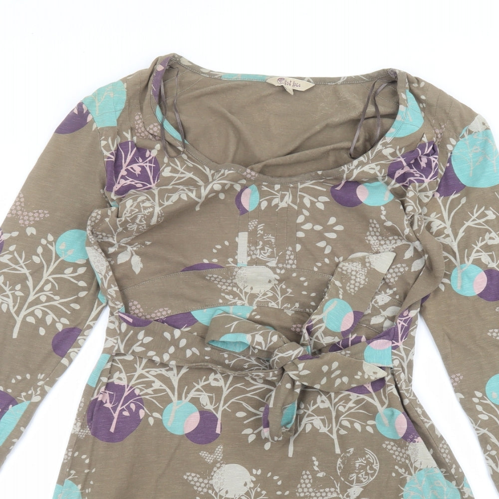 Fat Face Womens Brown  Cotton A-Line  Size 12  Round Neck