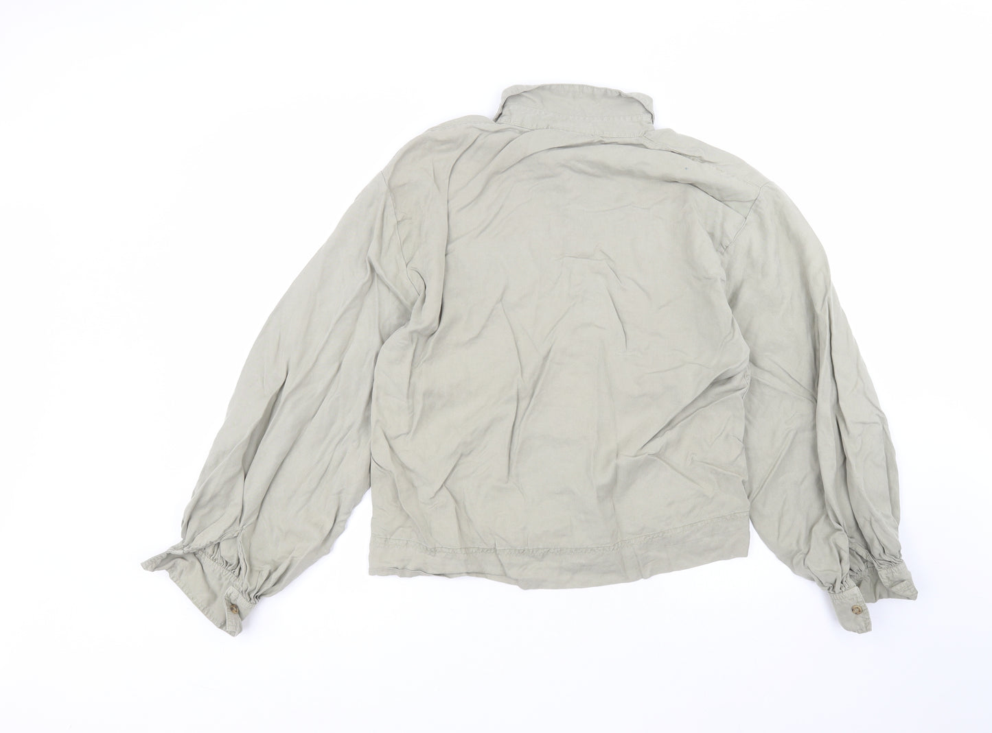 Topshop Womens Green  Lyocell Basic Button-Up Size 10 Collared