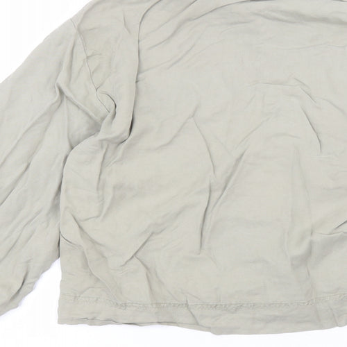 Topshop Womens Green  Lyocell Basic Button-Up Size 10 Collared