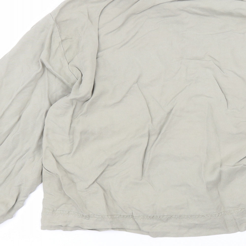 Topshop Womens Green  Lyocell Basic Button-Up Size 10 Collared
