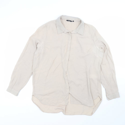 Iconic Womens Brown  Polyester Basic Button-Up Size 16 Collared