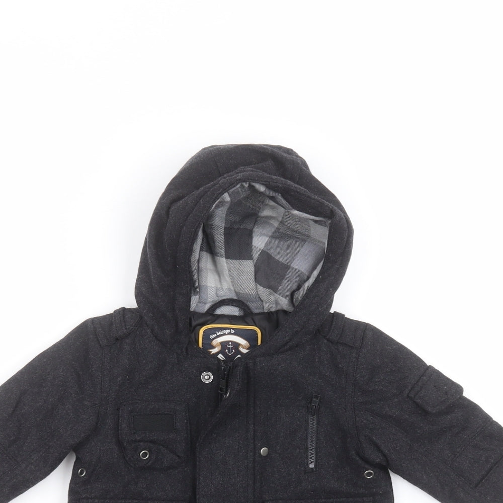 NEXT Baby Black   Parka Coat Size 6-9 Months