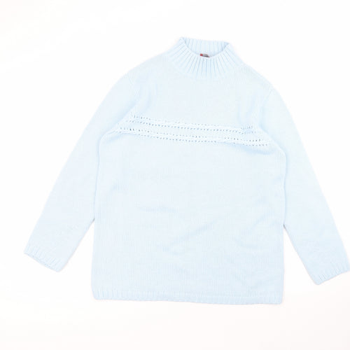 Olsen Womens Blue Round Neck  Acrylic Pullover Jumper Size 12