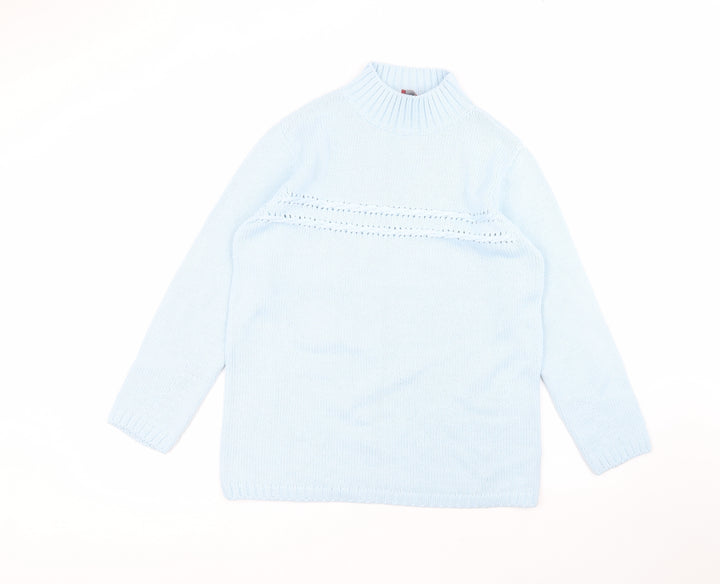 Olsen Womens Blue Round Neck Acrylic Pullover Jumper Size 12