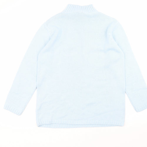 Olsen Womens Blue Round Neck  Acrylic Pullover Jumper Size 12