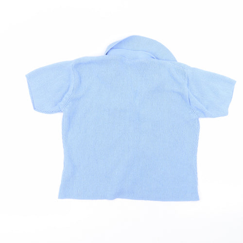 Simply Classic Womens Blue Collared  Acrylic Cardigan Jumper Size M
