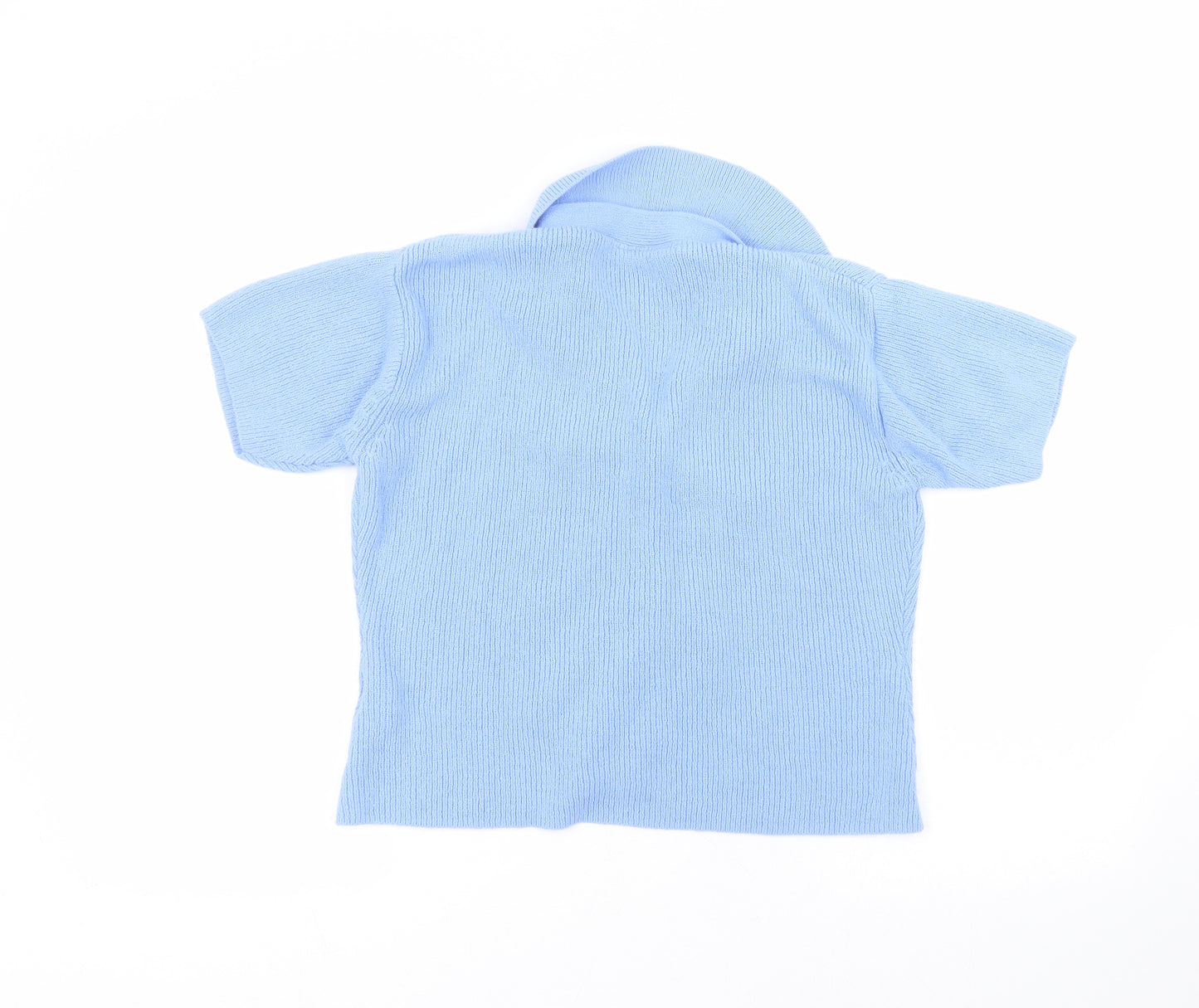 Simply Classic Womens Blue Collared  Acrylic Cardigan Jumper Size M