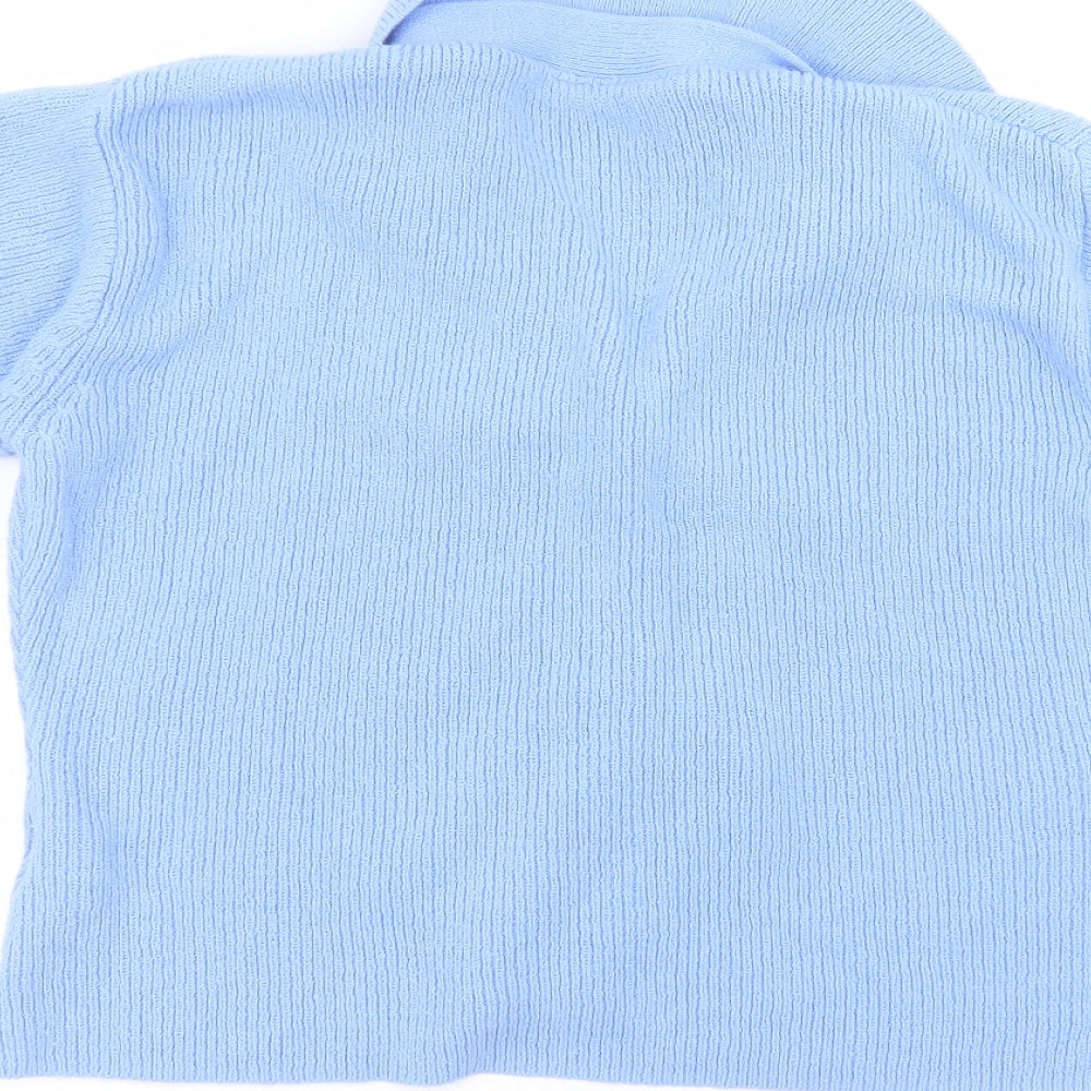 Simply Classic Womens Blue Collared  Acrylic Cardigan Jumper Size M
