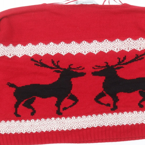PREVIEW Womens Red Round Neck  Acrylic Pullover Jumper Size M   - christmas