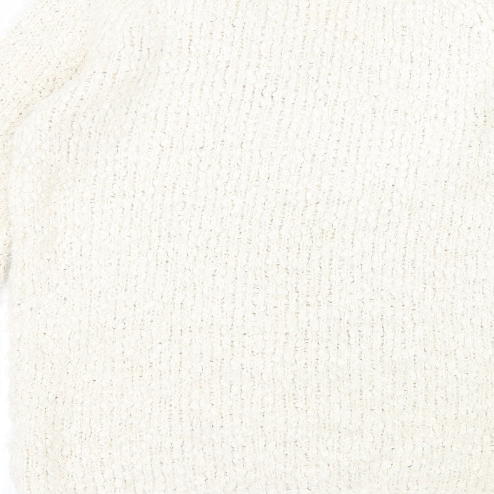 New Look Womens White Round Neck  Polyester Pullover Jumper Size 12
