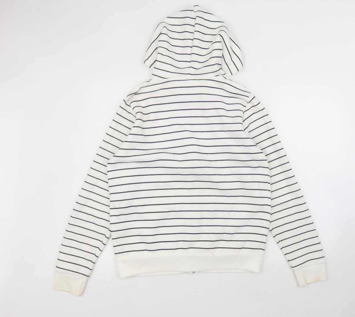 Primark Womens White Striped Cotton Full Zip Hoodie Size 14