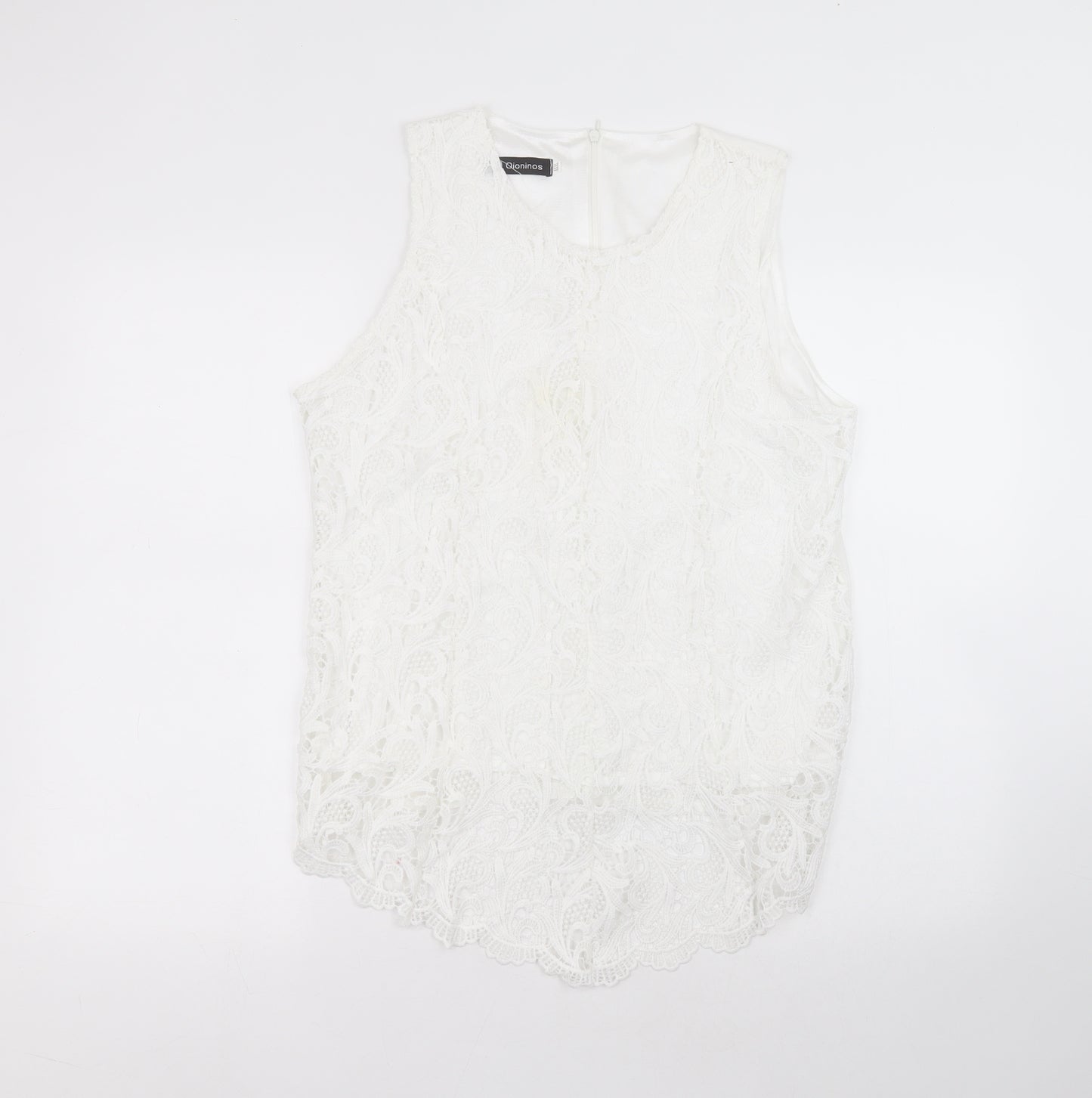 Oioninos Womens White  Polyester Basic T-Shirt Size 3XL Round Neck