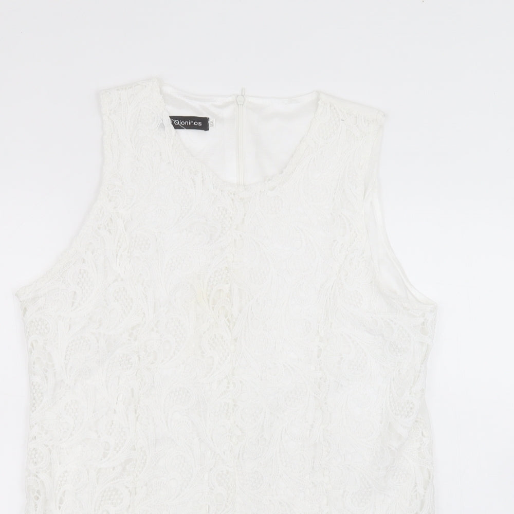 Oioninos Womens White  Polyester Basic T-Shirt Size 3XL Round Neck