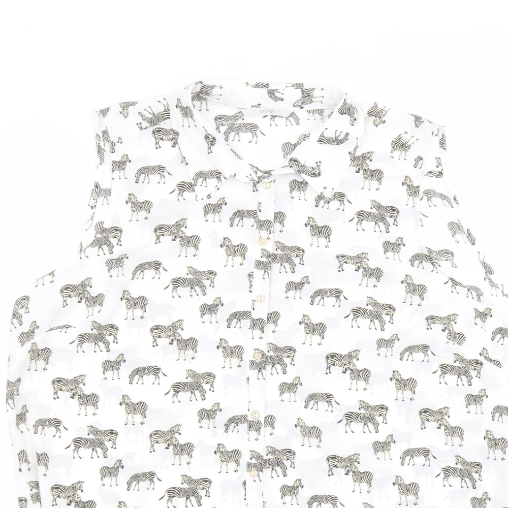 George Womens White  Polyester Basic Button-Up Size 16 Collared