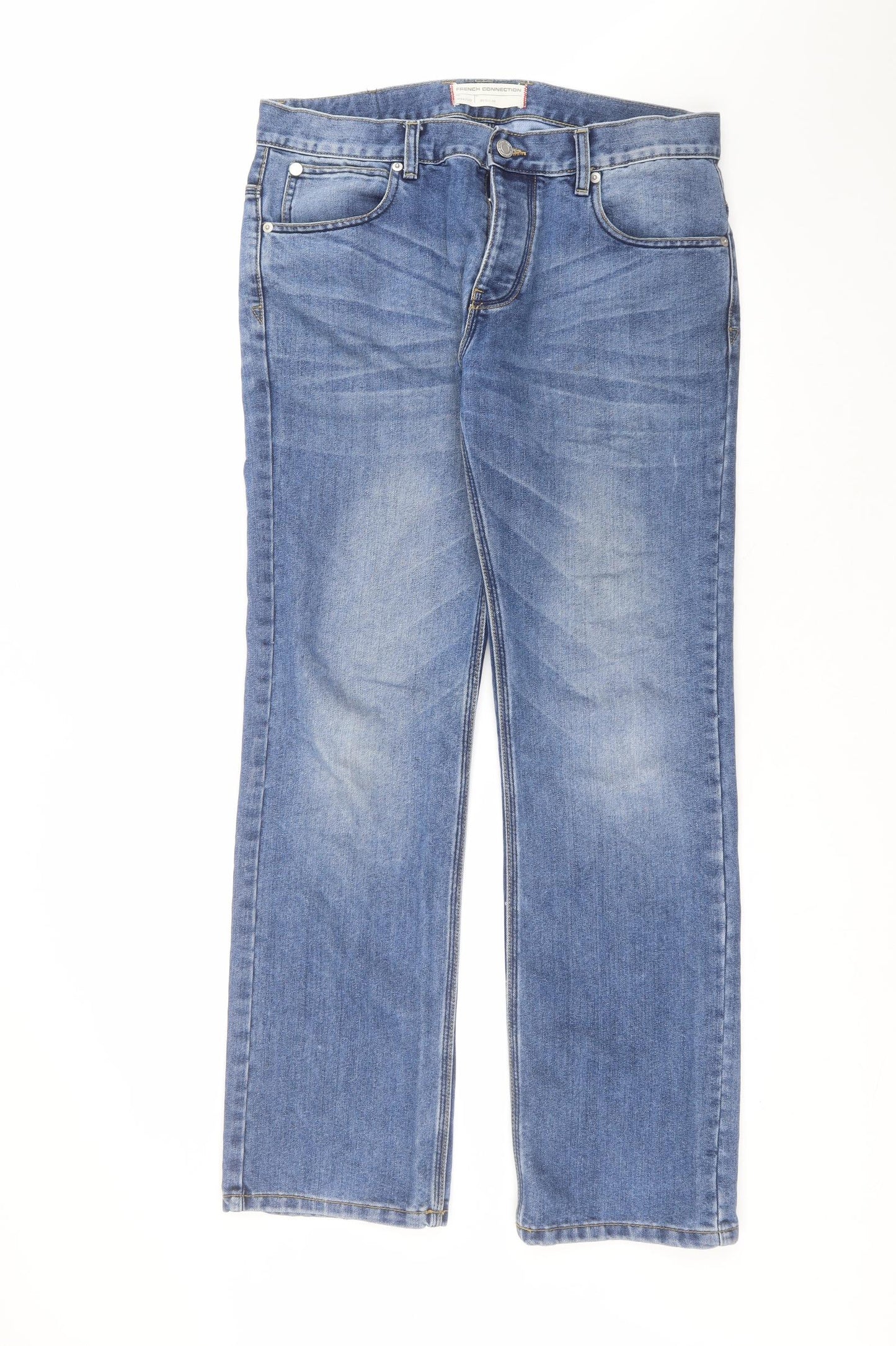 French Connection Mens Blue  Cotton Straight Jeans Size 34 in L32 in Regular
