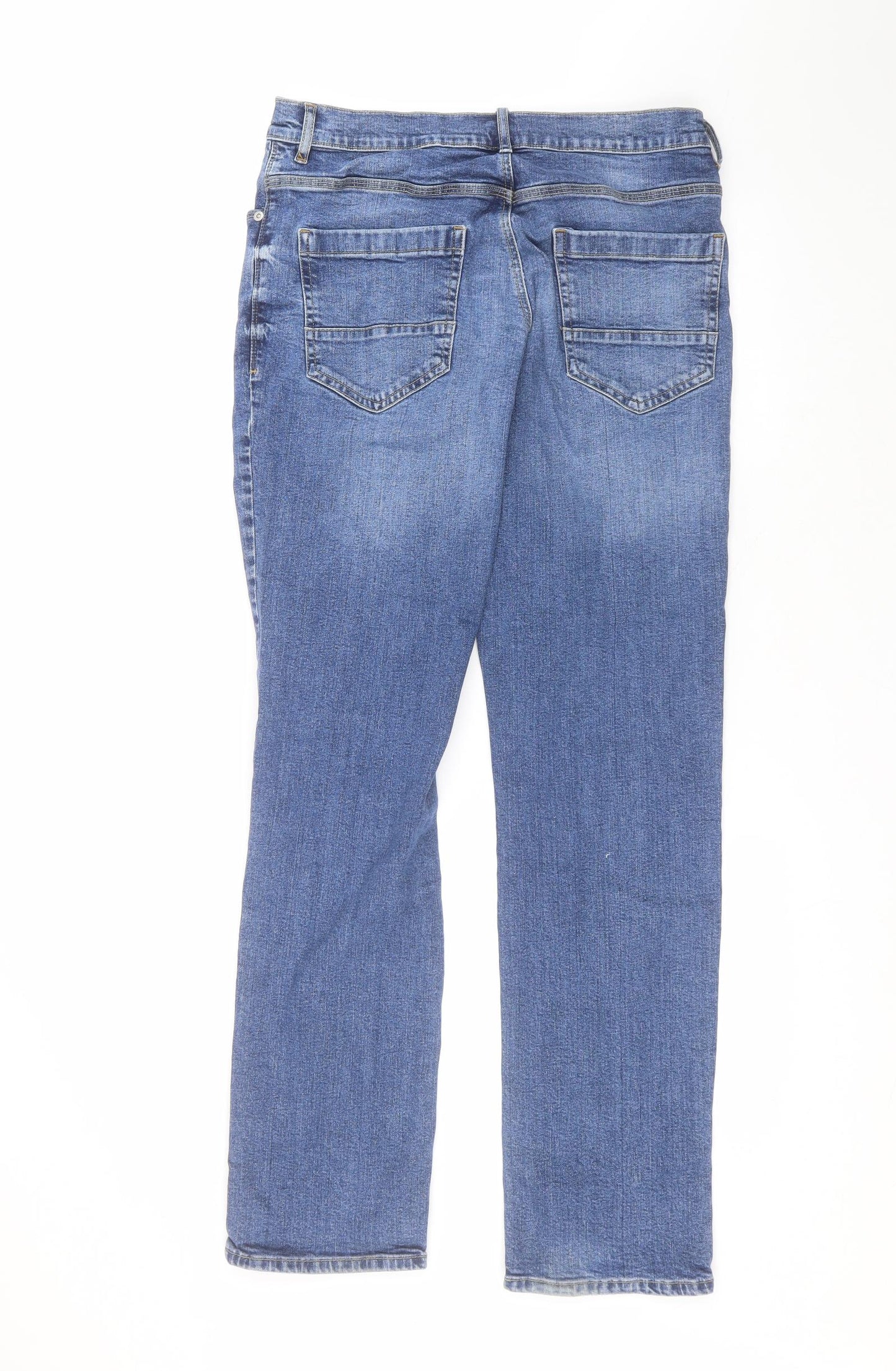 F&F Mens Blue  Cotton Straight Jeans Size 34 in L32 in Regular