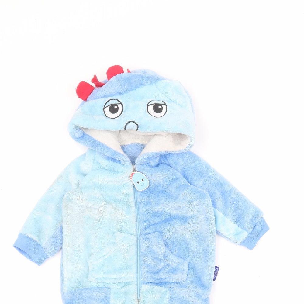la night garden Baby Blue Solid Polyester Babydoll One Piece Size 12-18 Months