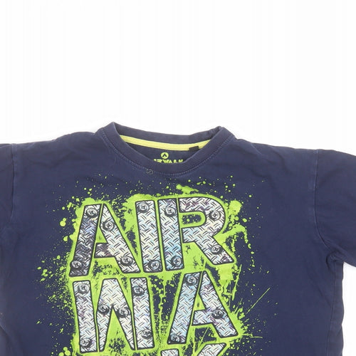AIRWALK Boys Blue  Cotton Basic T-Shirt Size 9-10 Years Round Neck