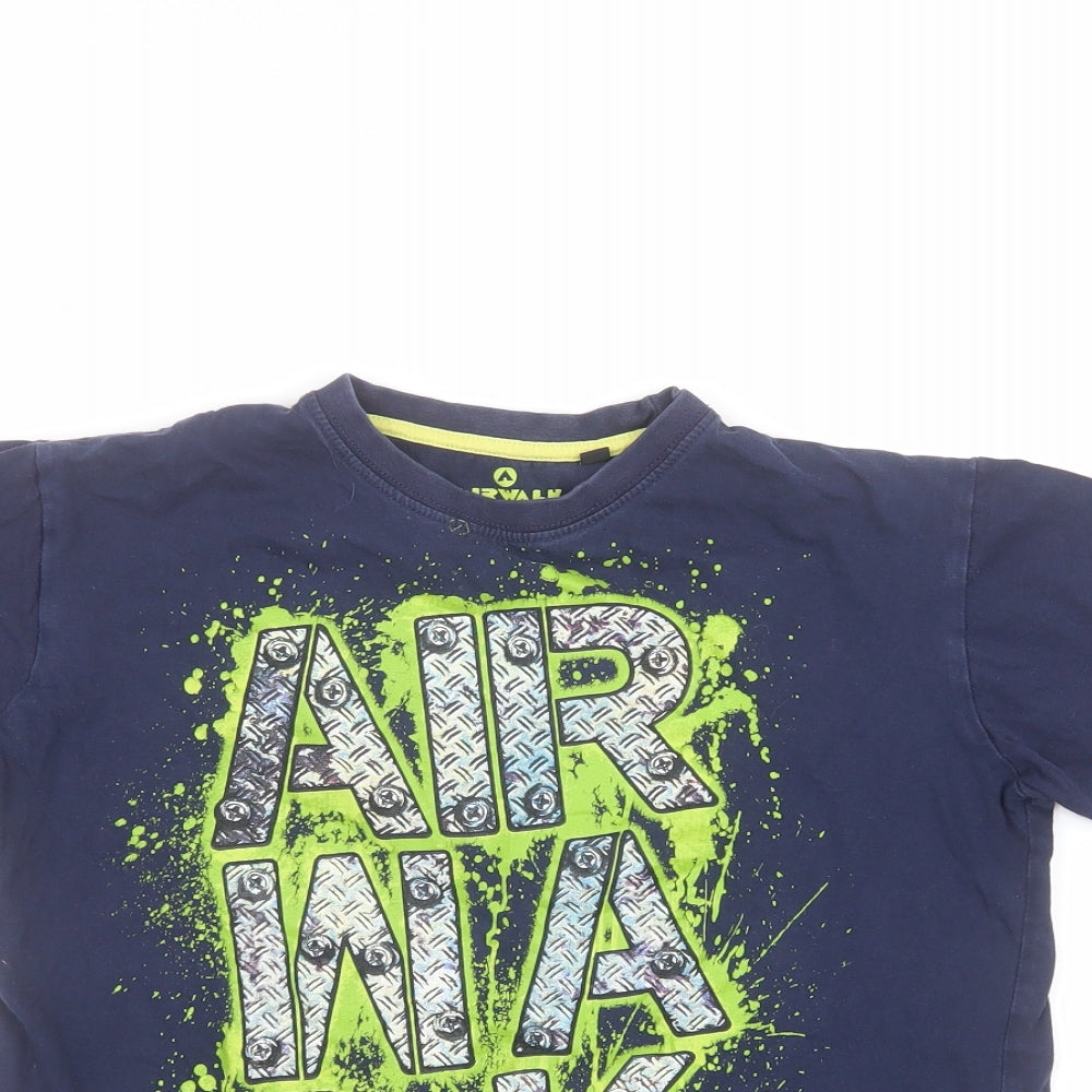AIRWALK Boys Blue  Cotton Basic T-Shirt Size 9-10 Years Round Neck