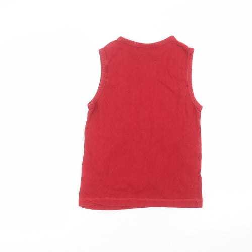 Reebok Boys Red  Cotton Basic Tank Size M Round Neck