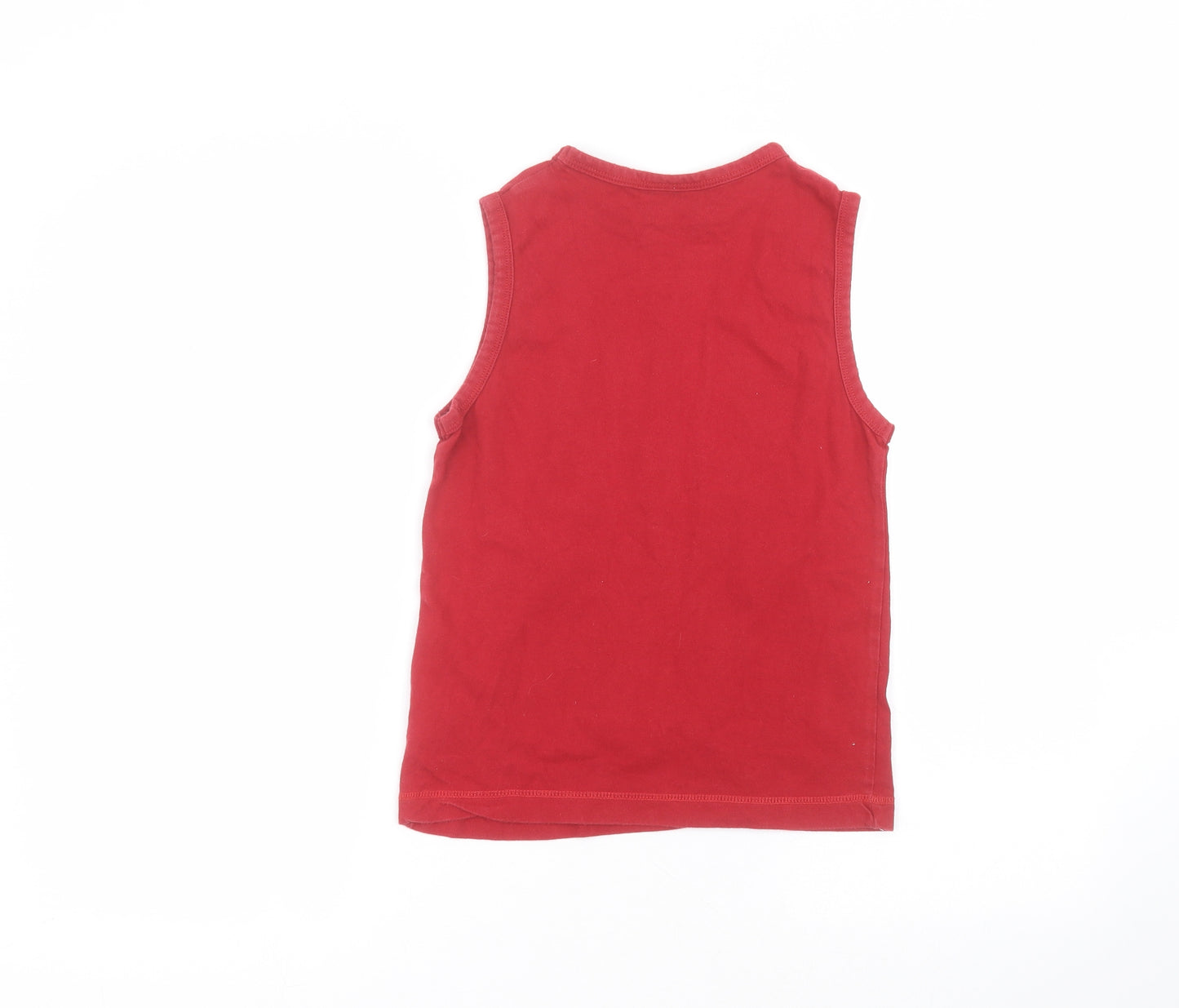 Reebok Boys Red  Cotton Basic Tank Size M Round Neck