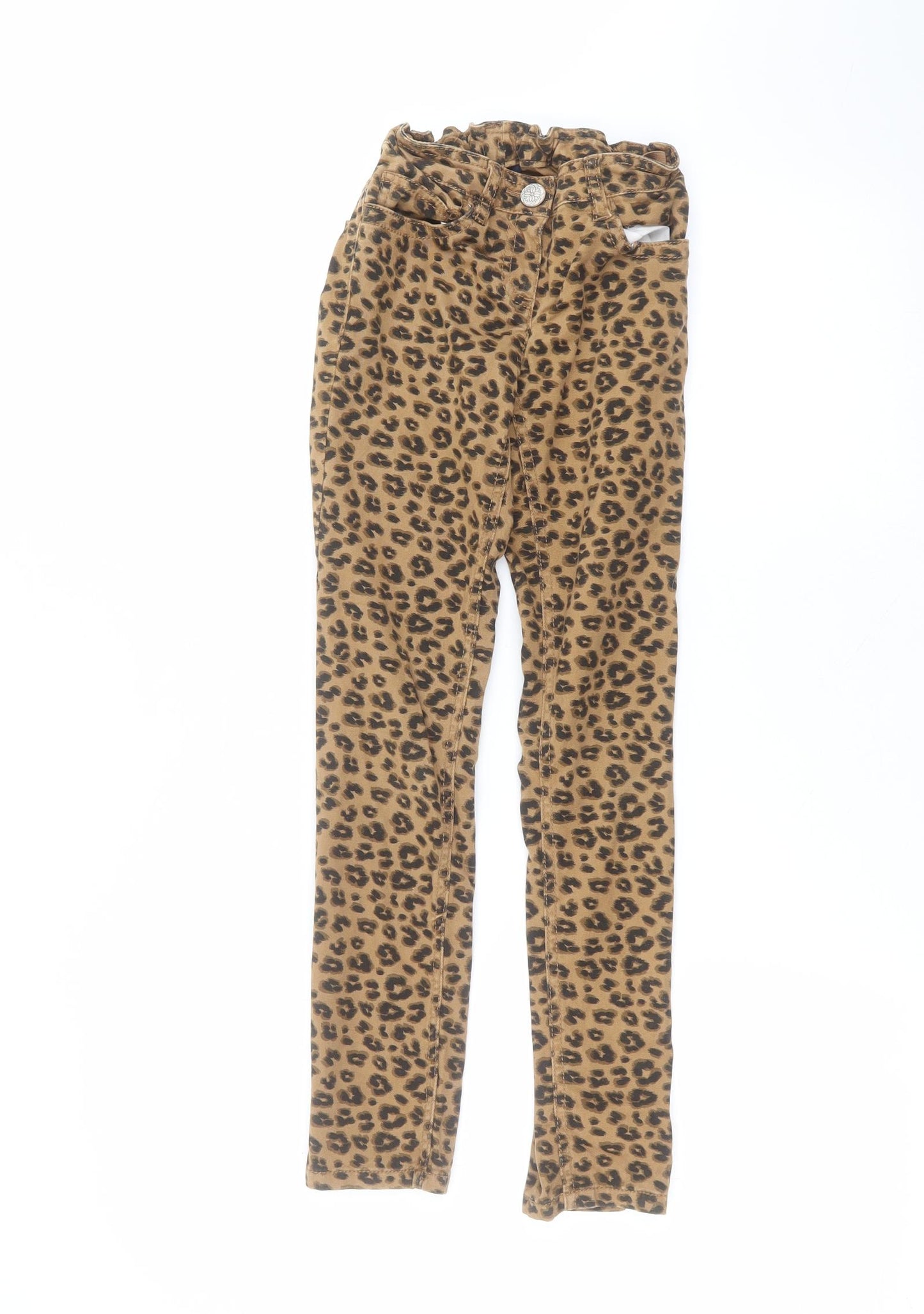 NEXT Girls Brown Animal Print Cotton Skinny Jeans Size 9 Years  Regular