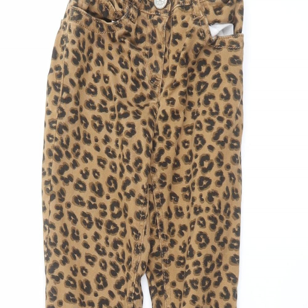 NEXT Girls Brown Animal Print Cotton Skinny Jeans Size 9 Years  Regular