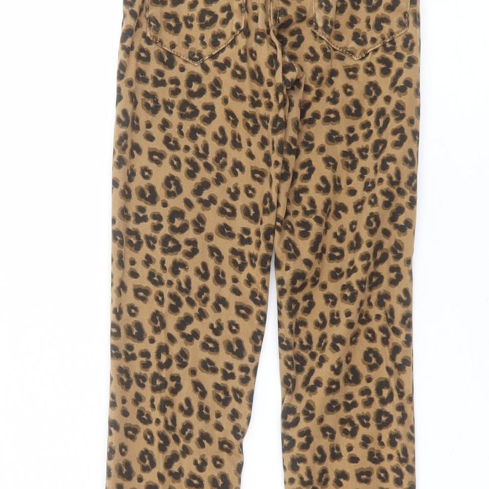 NEXT Girls Brown Animal Print Cotton Skinny Jeans Size 9 Years  Regular