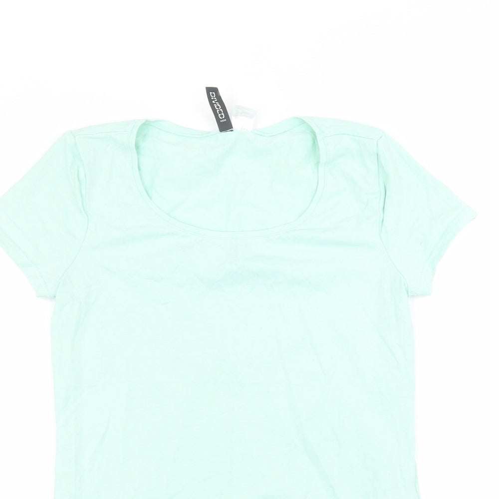 H&M Womens Green  Cotton Basic T-Shirt Size 12 Round Neck