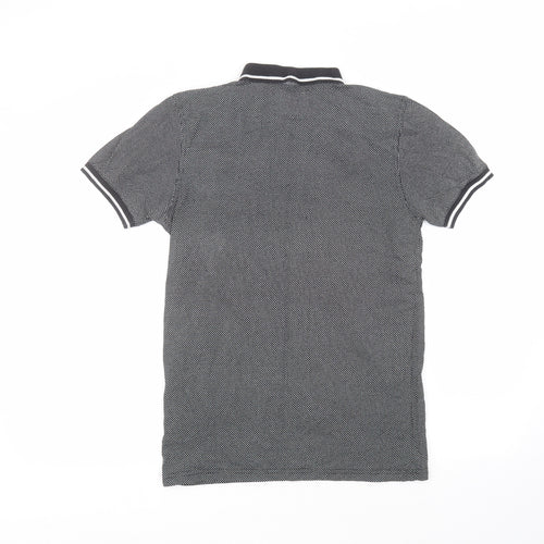 Nanny State Mens Black Polka Dot Cotton  Polo Size S Collared