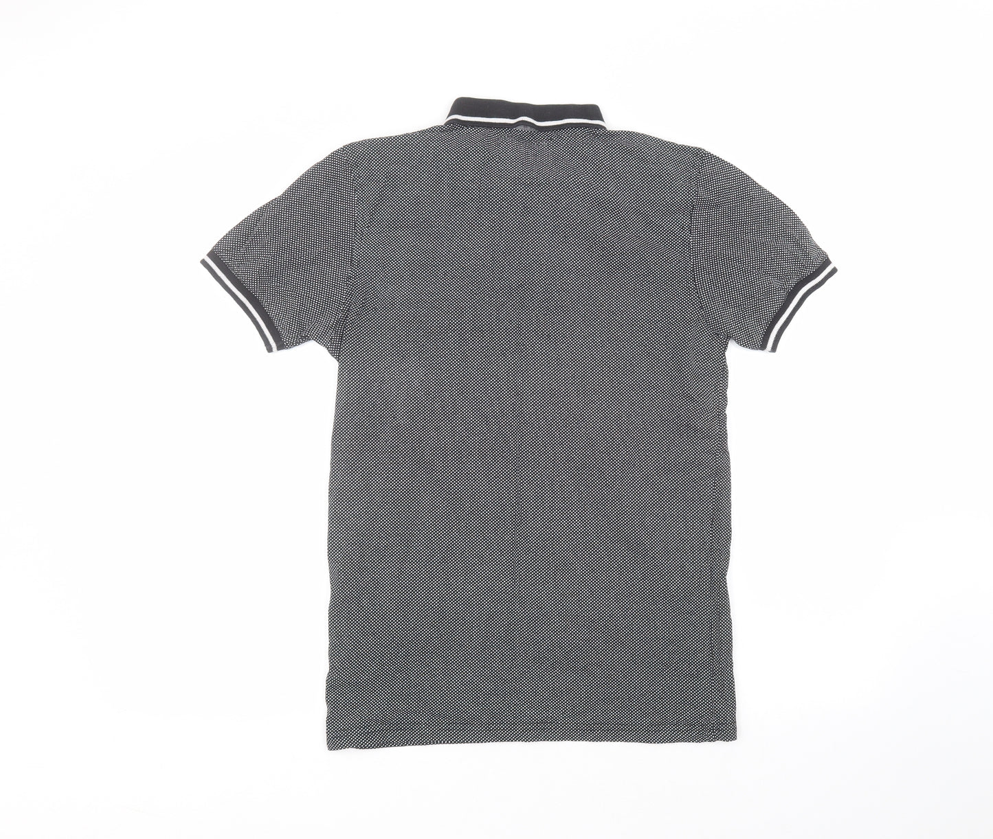 Nanny State Mens Black Polka Dot Cotton  Polo Size S Collared