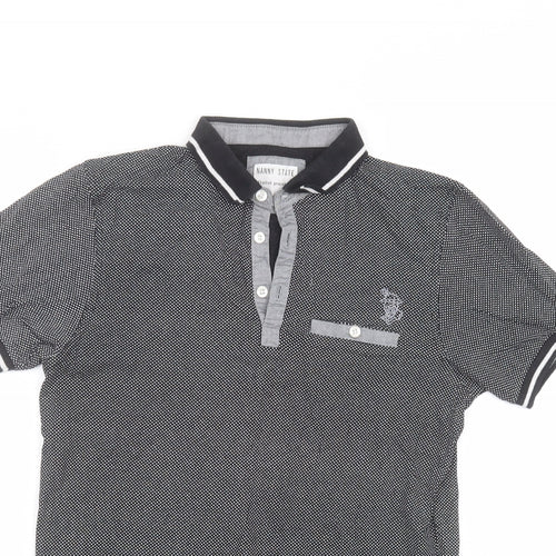Nanny State Mens Black Polka Dot Cotton  Polo Size S Collared