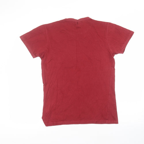 Cedar Wood State Mens Red  Cotton  T-Shirt Size S Round Neck
