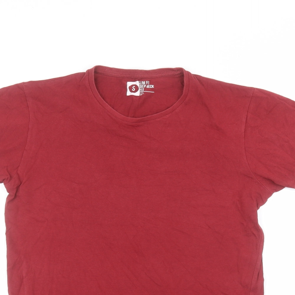 Cedar Wood State Mens Red  Cotton  T-Shirt Size S Round Neck