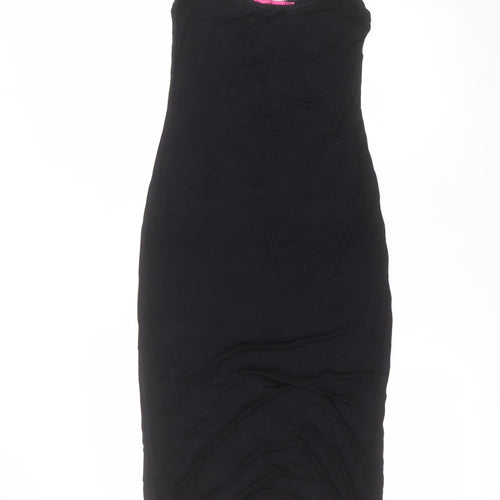 Boohoo Womens Black  Viscose Pencil Dress  Size 8  Round Neck
