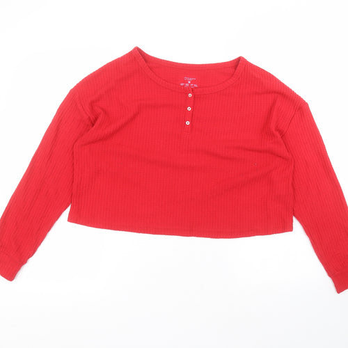 Primark Womens Red  Polyester Basic T-Shirt Size M Round Neck