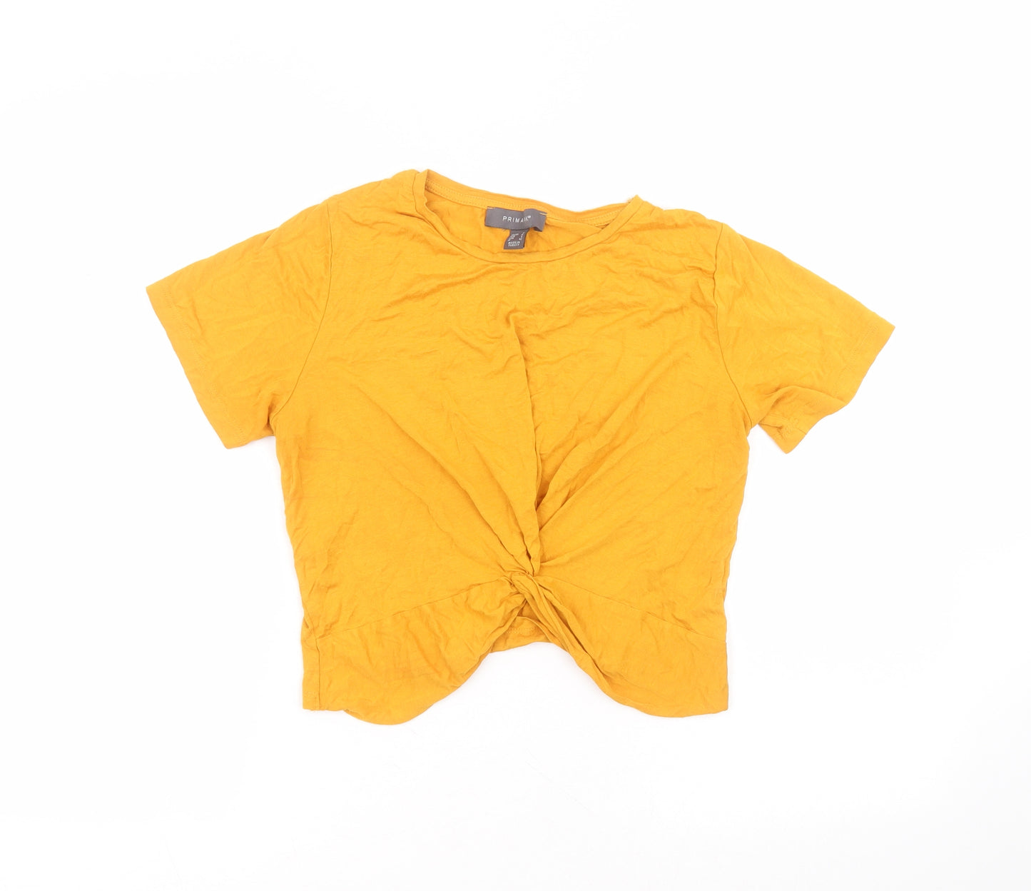 Primark Womens Yellow  Viscose Basic T-Shirt Size 10 Round Neck