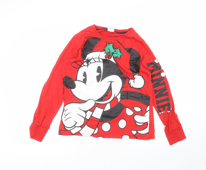 Disney Womens Red  Cotton Basic T-Shirt Size M Round Neck