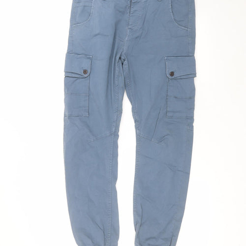 JACK & JONES Mens Blue  Cotton Cargo Trousers Size 31 in L32 in Regular