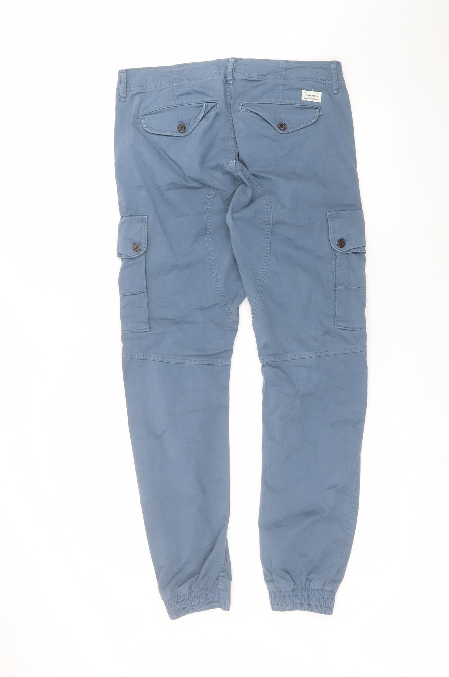 JACK & JONES Mens Blue  Cotton Cargo Trousers Size 31 in L32 in Regular