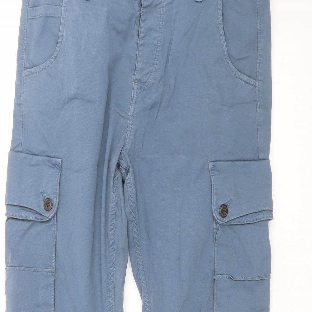 JACK & JONES Mens Blue  Cotton Cargo Trousers Size 31 in L32 in Regular